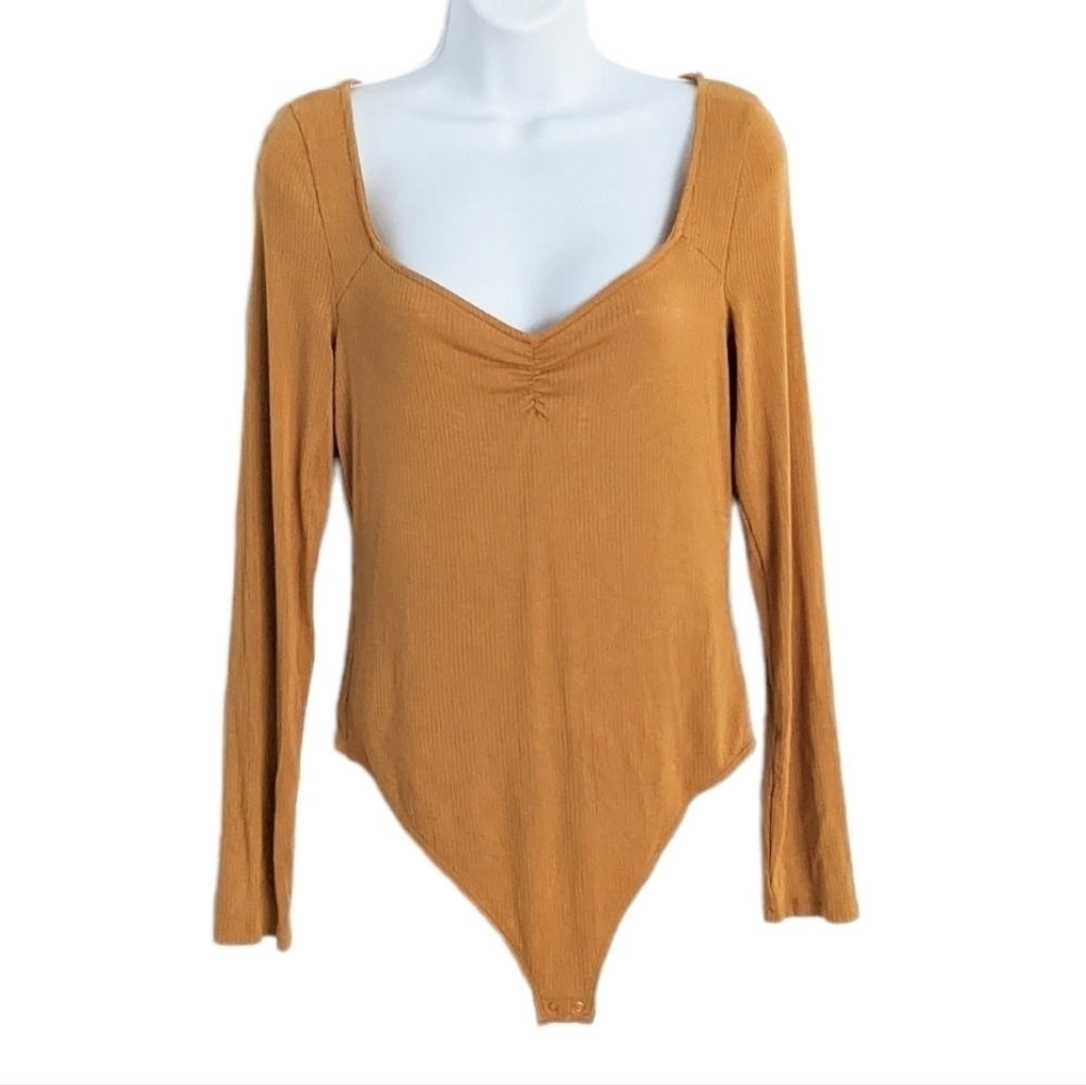 Banana republic ribbed bodysuit mustartd yellow brown Large B4